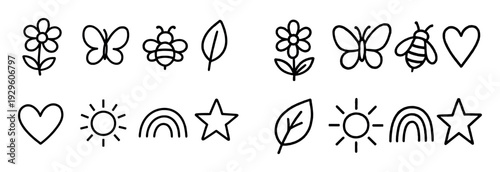 Simple nature and weather symbol icons