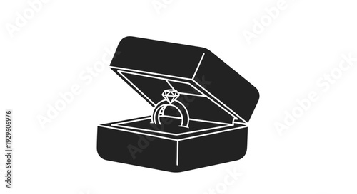 Engagement Ring in Open Jewelry Box.