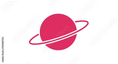 Red Planet with Ring Graphic Illustration.