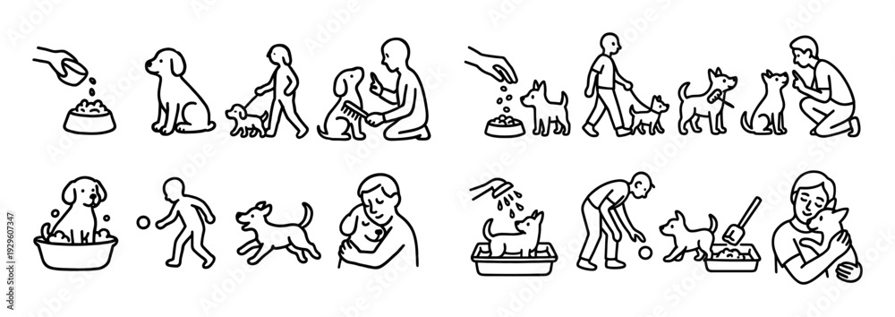 © Katy Pink - Dog care and grooming activity outlines