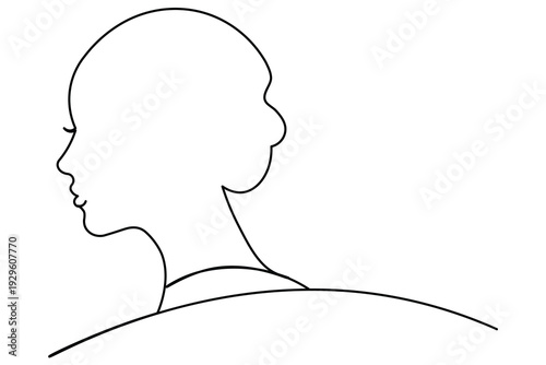 Elegant continuous line woman face profile minimalist abstract portrait illustration