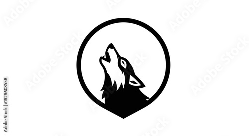 Black and white wolf logo howling.