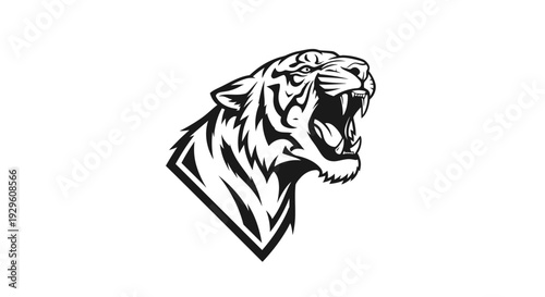 Black and white tiger head illustration.