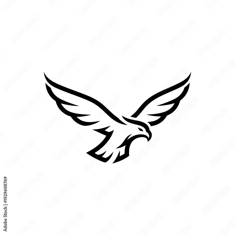 Obraz premium Simple Black and White Eagle Illustration.