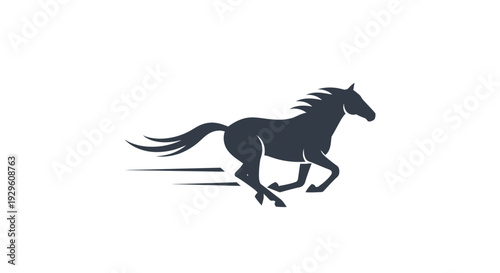 Black silhouette of a running horse.