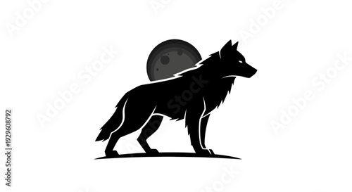 Black silhouette of a wolf standing.