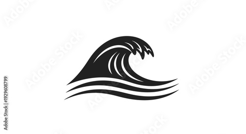 Black wave ocean graphic symbol icon.