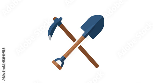 Crossed pickaxe and shovel tools.