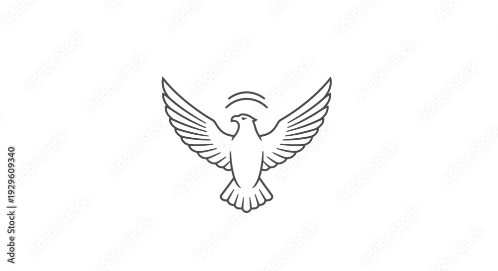 Obraz premium Dove with outstretched wings flying high.