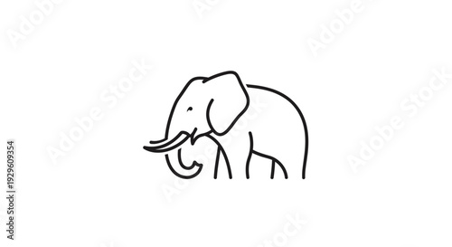 Elephant Line Drawing Animal Illustration.
