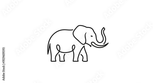 Elephant standing in simple line art.