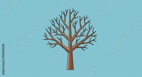 Brown tree with bare branches standing.