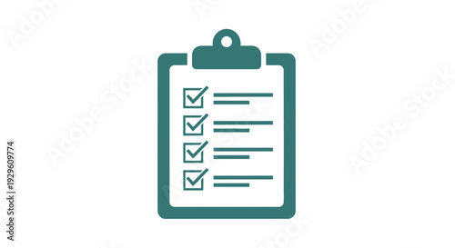 Green Clipboard with Checklist and Text.