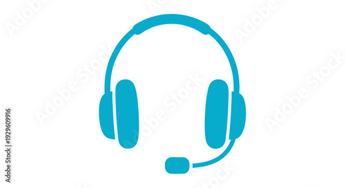 Blue Headset with Microphone Icon.