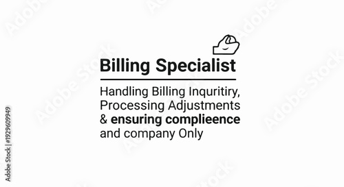 Graphic showcasing a hand holding a lightbulb above the text "Billing Specialist