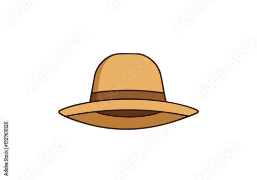 A charming straw sun hat with a wide brim and a brown ribbon accent, perfect for sunny days and outdoor activities