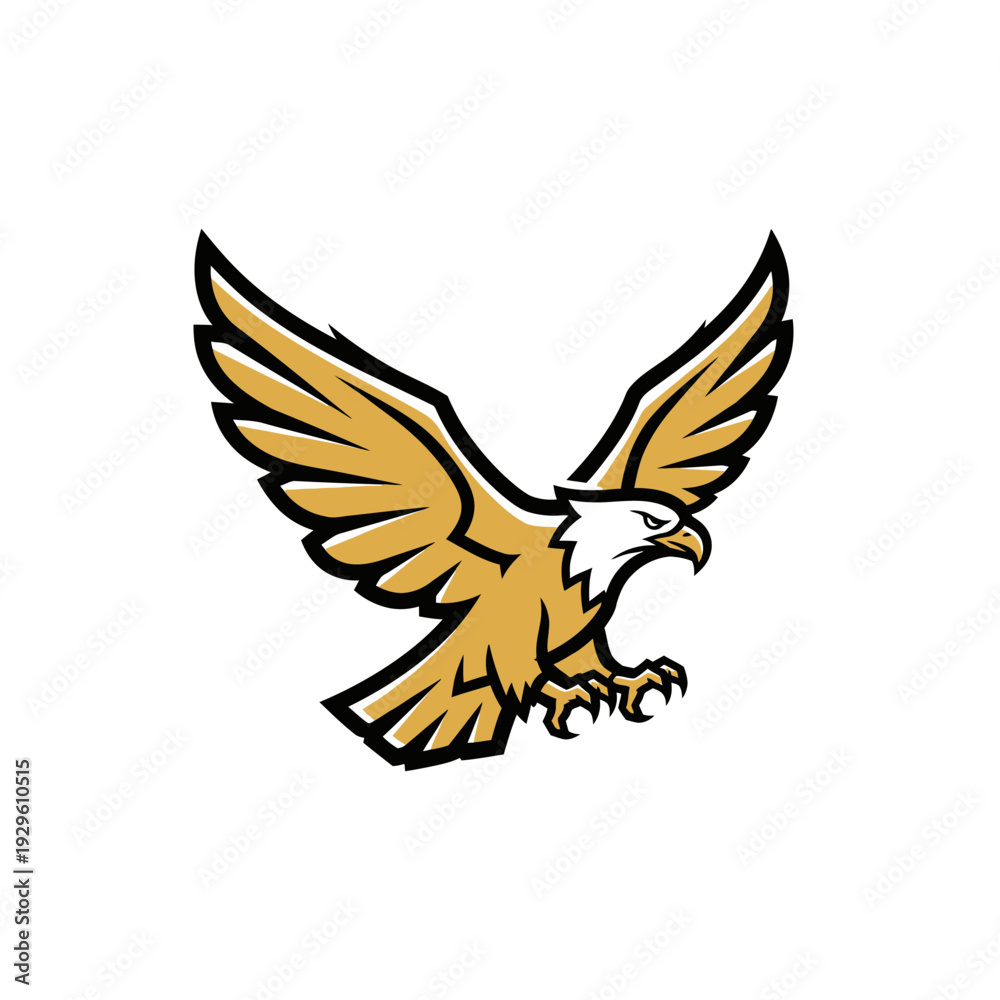Obraz premium Golden Eagle Illustration Soaring Through Air.