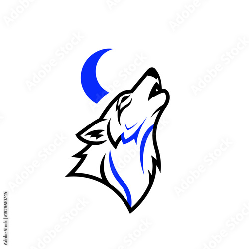 Illustration of a Howling Wolf Head.