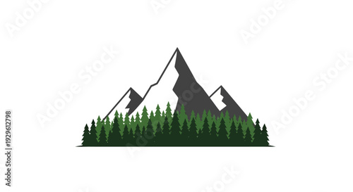 Mountain Peaks with Pine Trees.