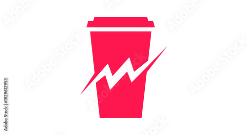 Pink Coffee Cup with White Logo.