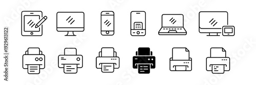 Digital devices icon set. Electronic device and technology symbol. Vector illustration.