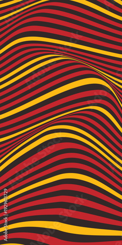 Background stripe line wave pattern abstract. Red, brown and yellow color lane texture