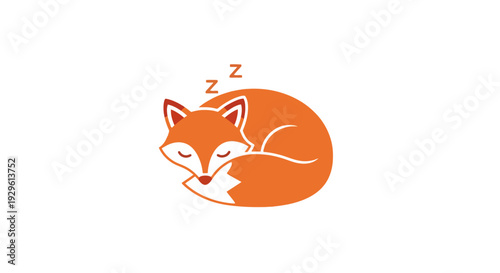 Sleeping Cartoon Fox with Closed Eyes.