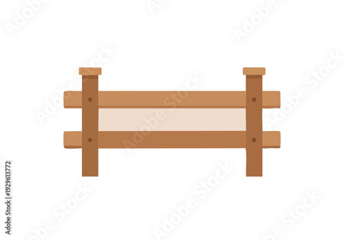 Wooden fence illustration with horizontal planks and vertical posts, depicting rustic charm and rural boundary