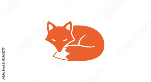 Sleeping Orange Fox Curled Up.
