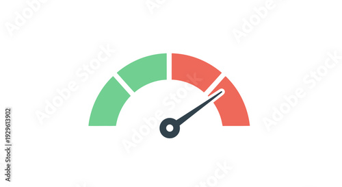 Speedometer gauge with red indicator.