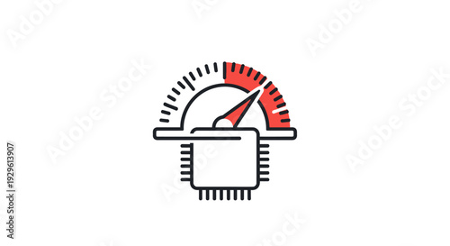 Speedometer gauge with red needle.