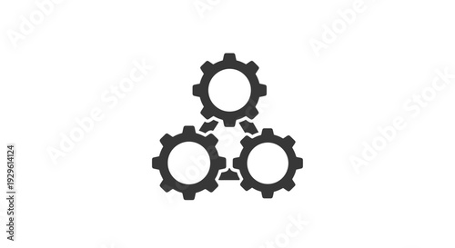 Three black gear wheels interconnected.