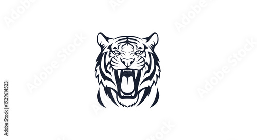 Tiger head with open mouth roaring.