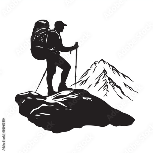 hiker mountain climber adventure silhouette