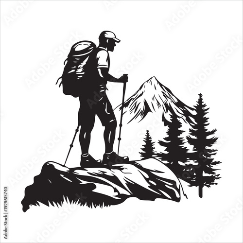 hiker mountain climber adventure silhouette