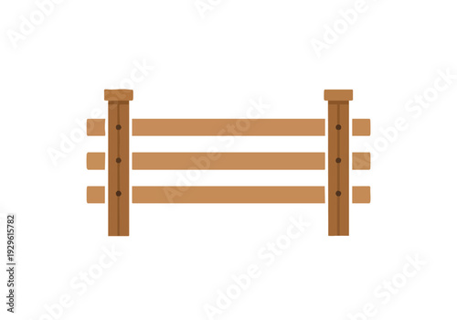 Wooden fence barrier construction for equestrian events and farmyards, isolated on white