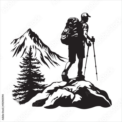 hiker mountain climber adventure silhouette