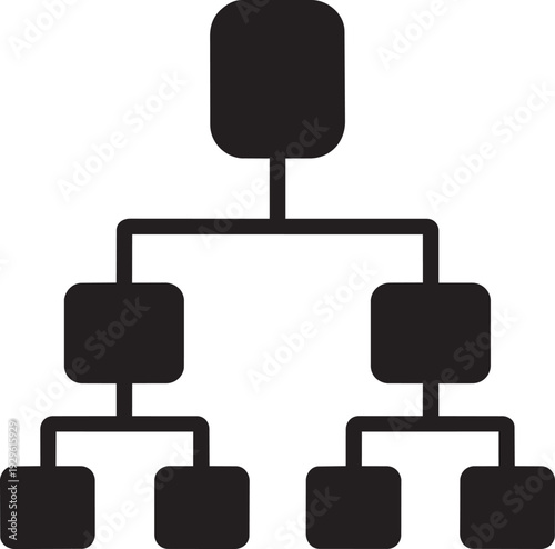 Organizational chart or hierarchy diagram, illustrating structure, management, and business flow.