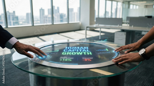 Human capital growth with ai technology supports employment and reskilling efforts for talent development and closing skills gap in office