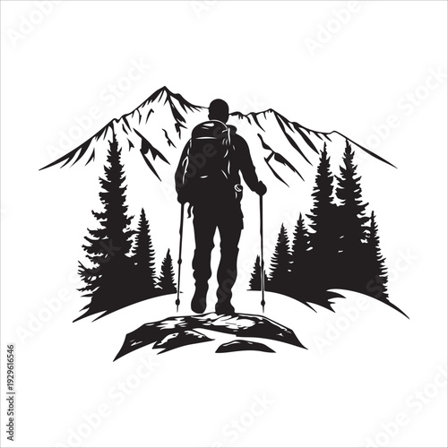 hiker mountain climber adventure silhouette