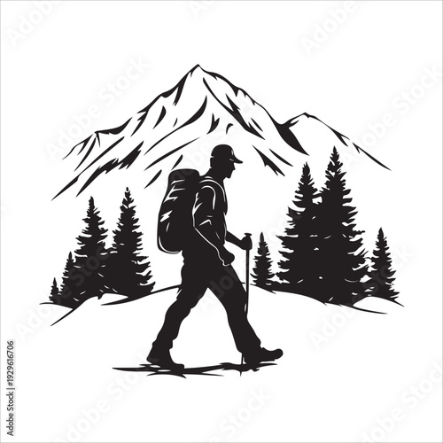 hiker mountain climber adventure silhouette