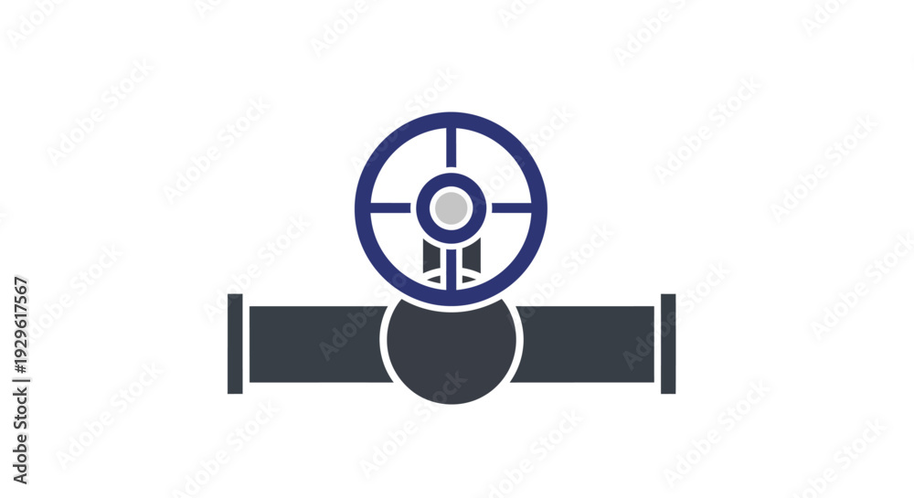 Obraz premium Valve Icon on Pipe Illustration.