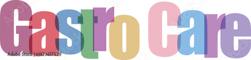 Gastro Care Text with Overlapping Colorful Letters for Health and Medical Concepts