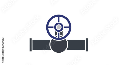 Valve Icon on Pipe Illustration.