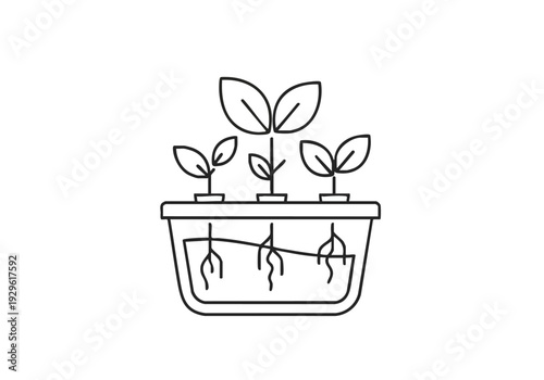 Hydroponic Gardening Icon Representing Sustainable Plant Cultivation Without Soil