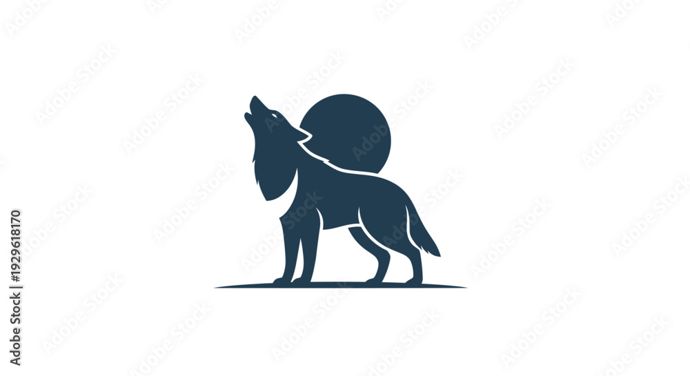Obraz premium Wolf Silhouette Howling at the Moon.