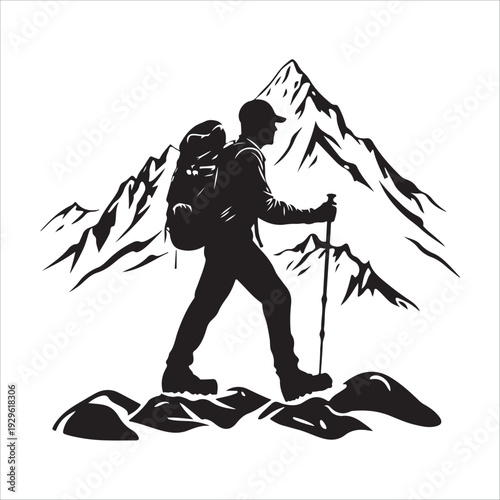 hiker mountain climber adventure silhouette