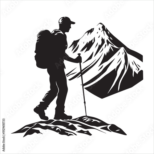 hiker mountain climber adventure silhouette