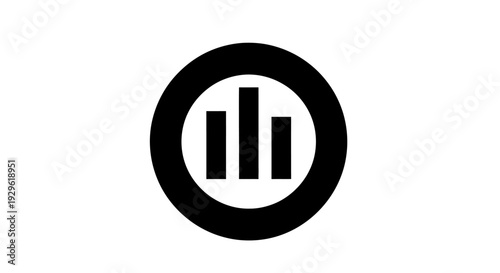 Black and white bar graph icon.