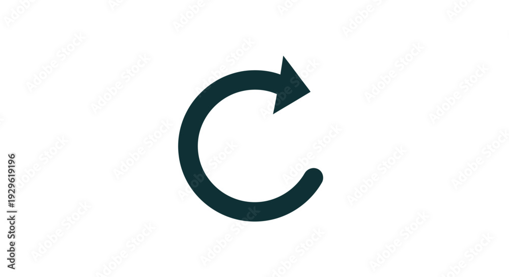 Fototapeta premium Black curved arrow rotation symbol.